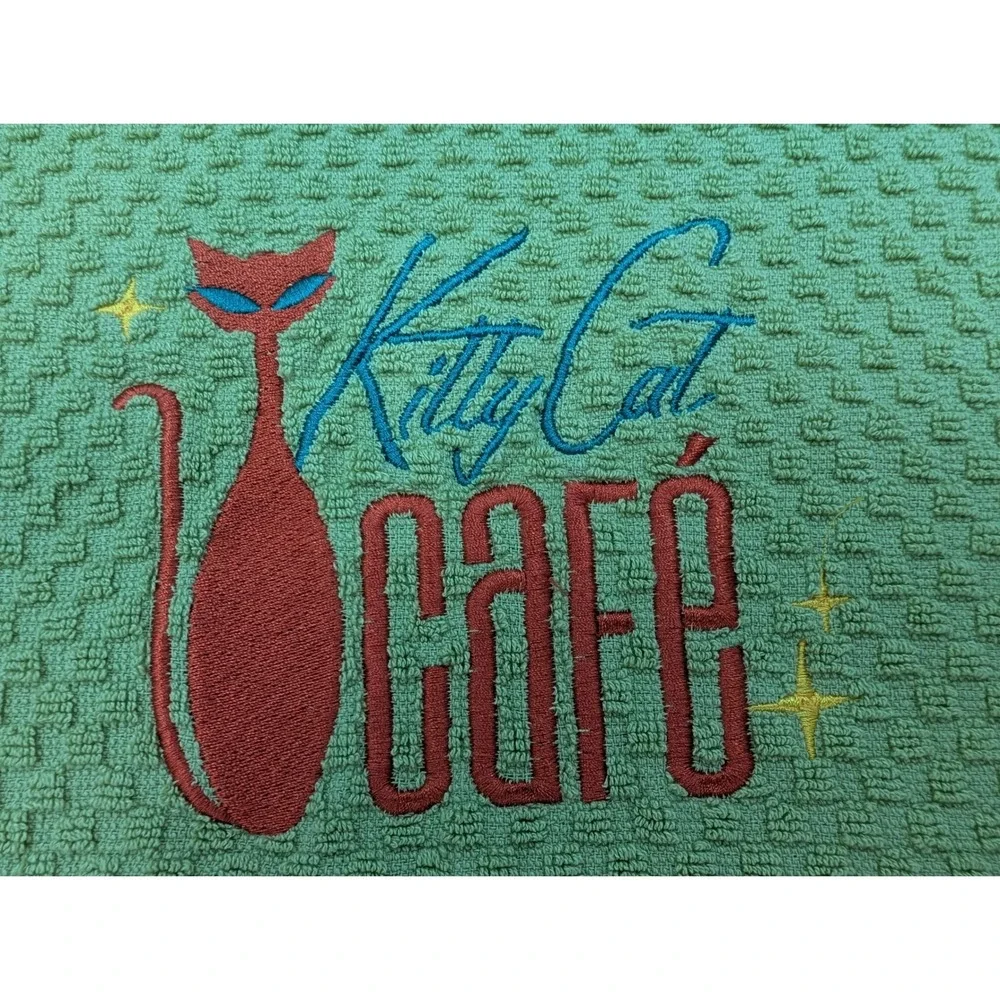 Kitty Cat Cafe Retro Mid Century Modern Atomic Kitchen Bath Hand Towel